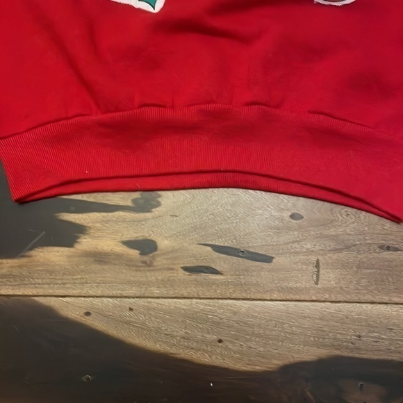 Vintage Jerzees Ugly Red Christmas Sweatshirt Soilder Boy's Applique Size‎ Small - Picture 4 of 6